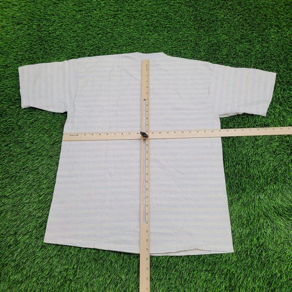 Vintage 90s Myrtle Beach Stripes Shirt Women L/XL 21x27 Blue - Picture 3 of 14